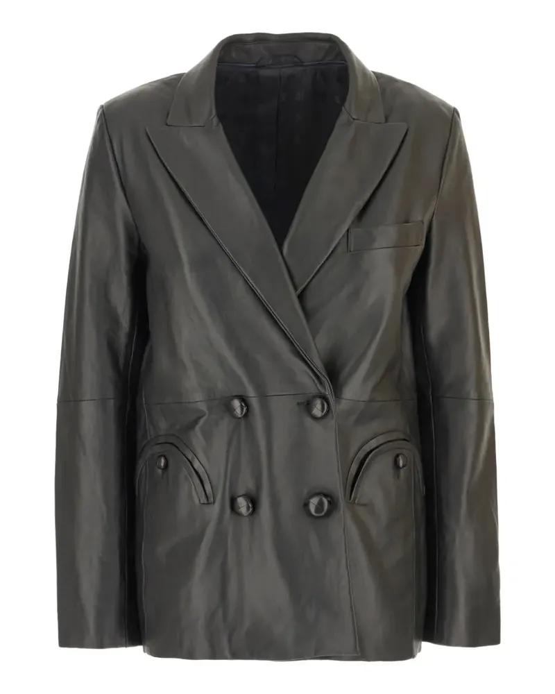 Blazé Milano double-breasted calf leather jacket - Schwarz Schwarz