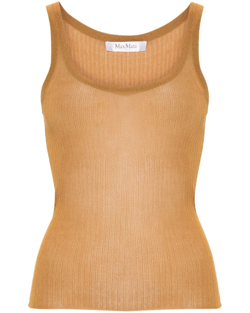 Max Mara Fein geripptes Tanktop - Braun Braun