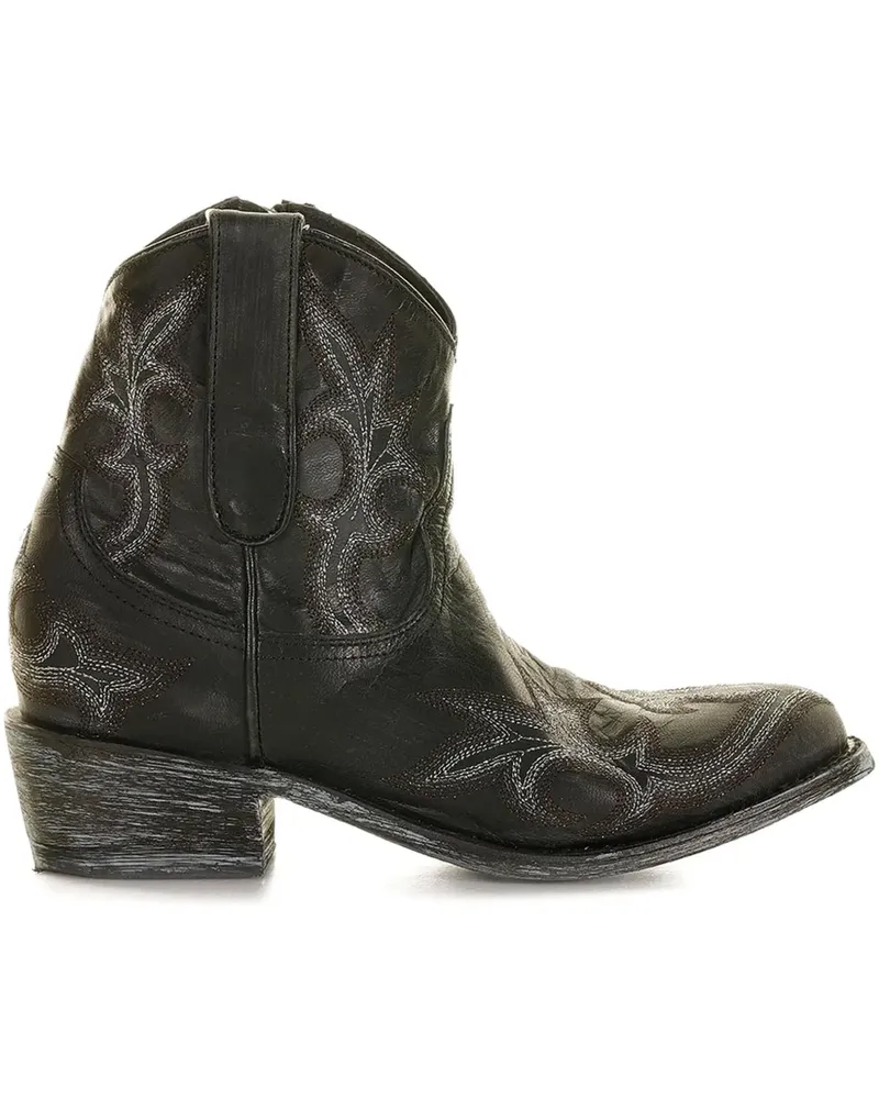 Mexicana Bestickte Cowboystiefel 40mm - Schwarz Schwarz