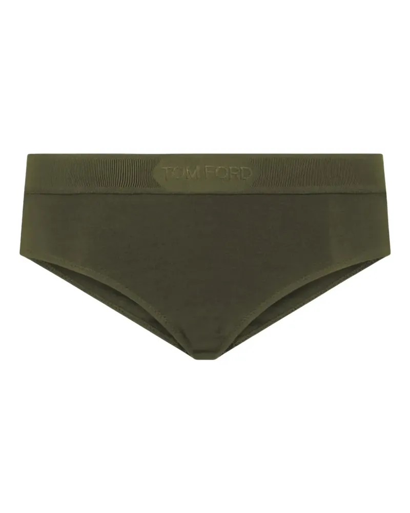 Tom Ford ribbed logo-detail briefs - Grün Grün