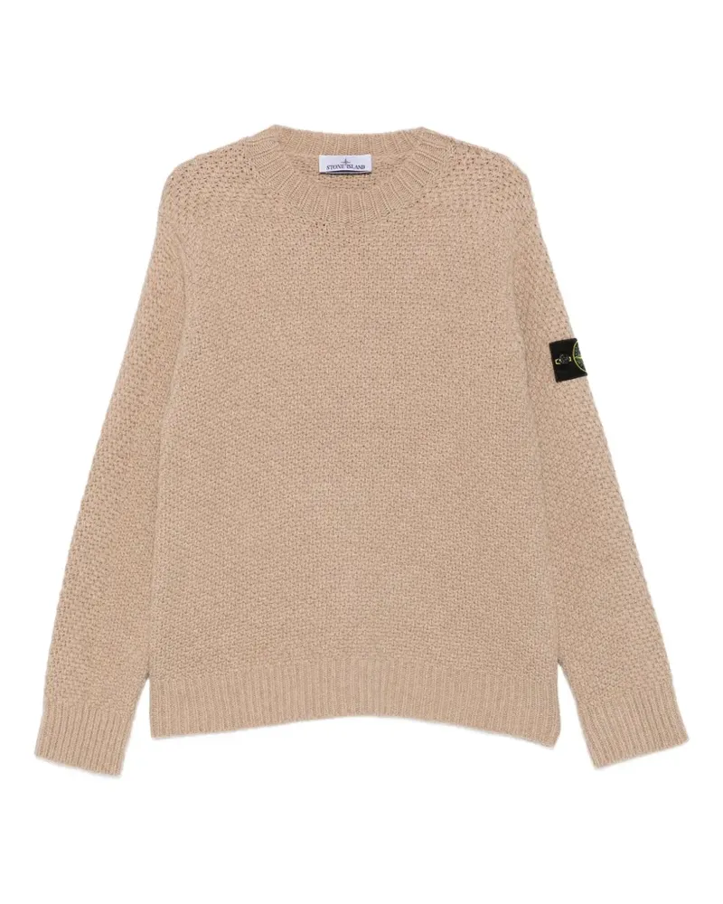 Stone Island Pullover aus Waffelstrick mit Kompass-Patch - Nude Nude