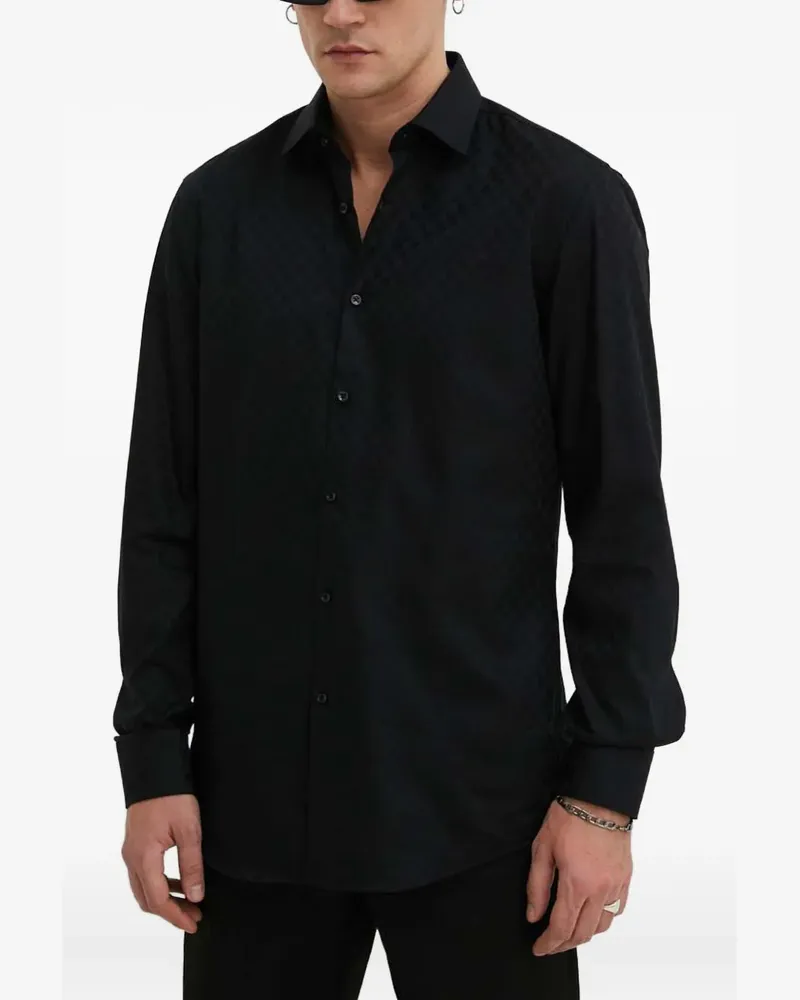 HUGO BOSS Gemustertes Kenno Hemd - Schwarz Schwarz