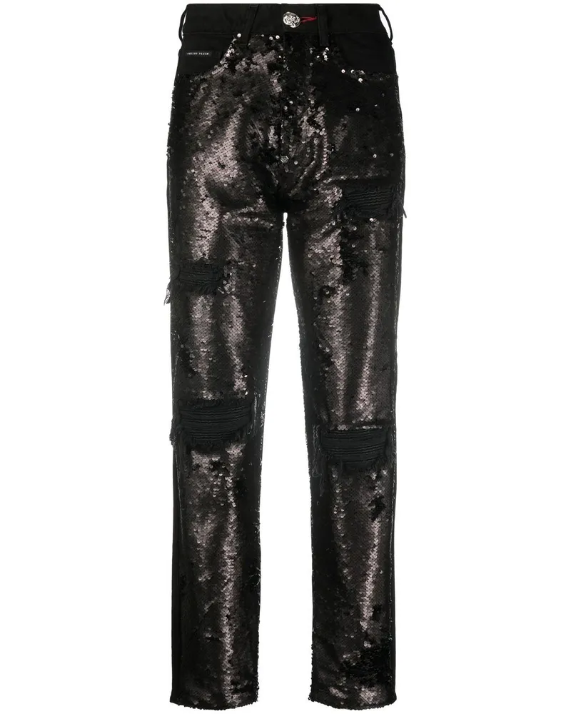 Philipp Plein Jeans mit hohem Bund - Schwarz Schwarz
