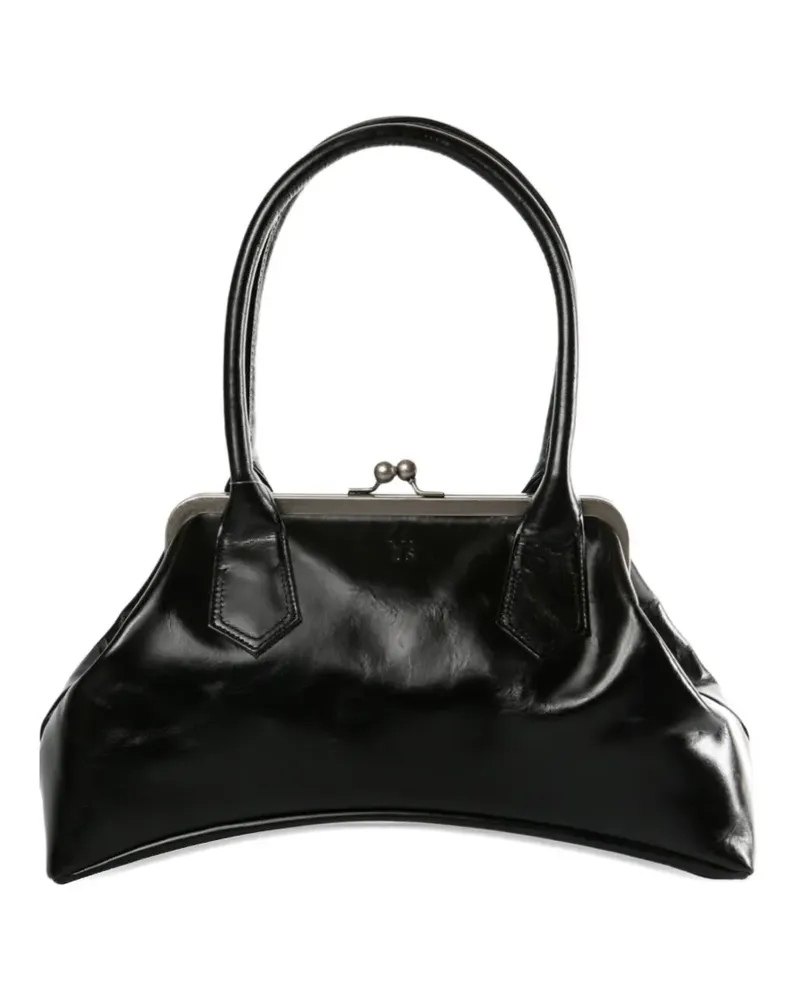 Yohji Yamamoto frame-clasp curvy tote bag - Schwarz Schwarz