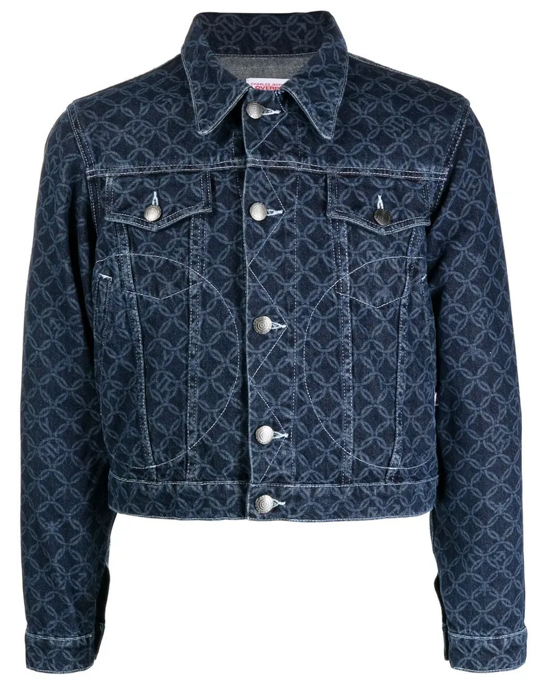 Charles Jeffrey Loverboy Jeansjacke mit Etchen-Print - Blau Blau