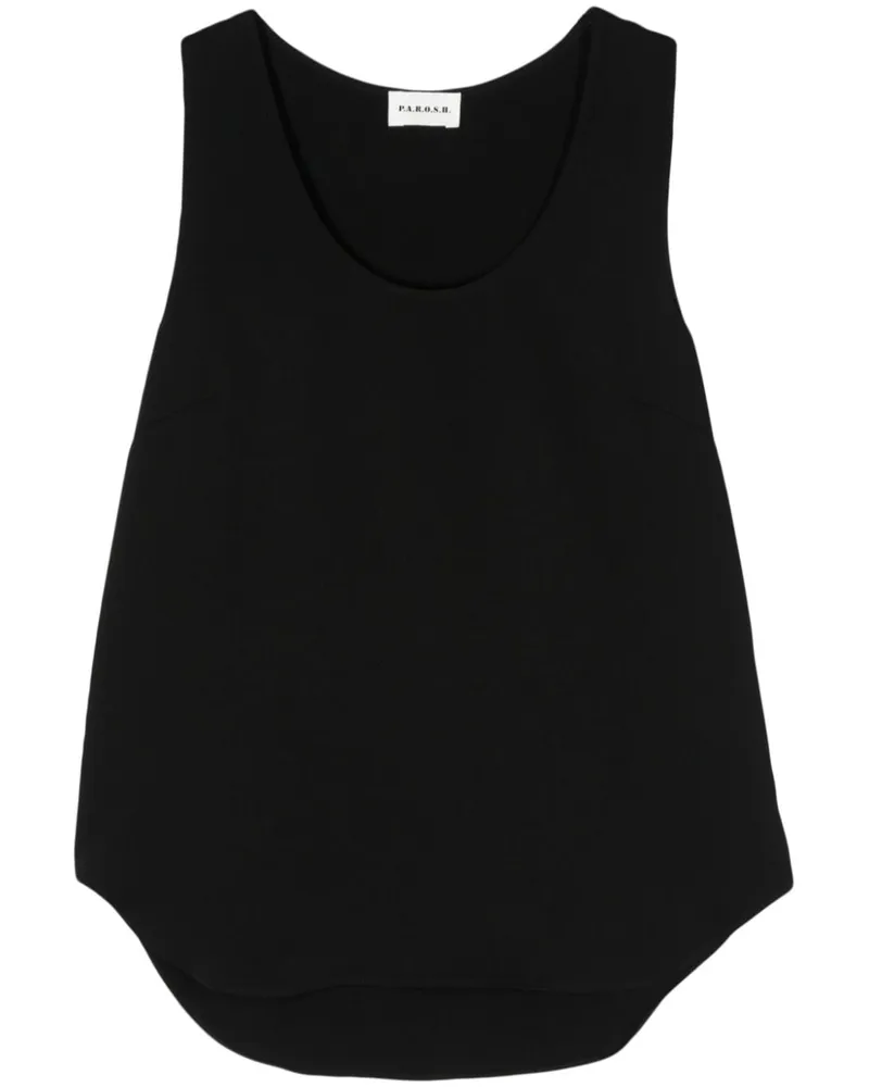 P.A.R.O.S.H. Trägershirt mit abgerundetem Saum - Schwarz Schwarz