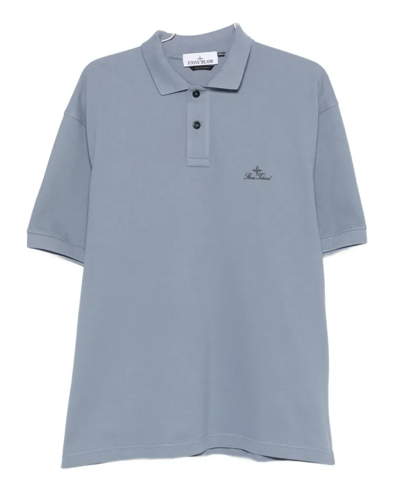 Stone Island logo-embroidered polo shirt - Blau Blau