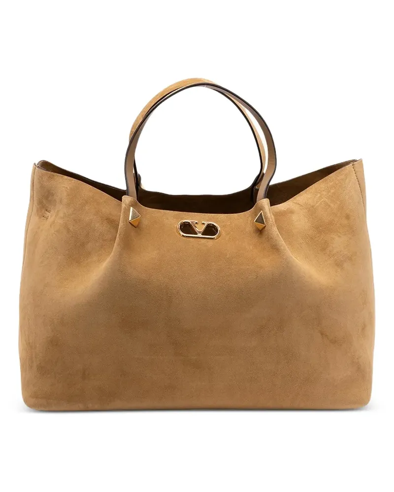 Valentino Garavani large VLogo Rockstud shoulder bag - Nude Nude