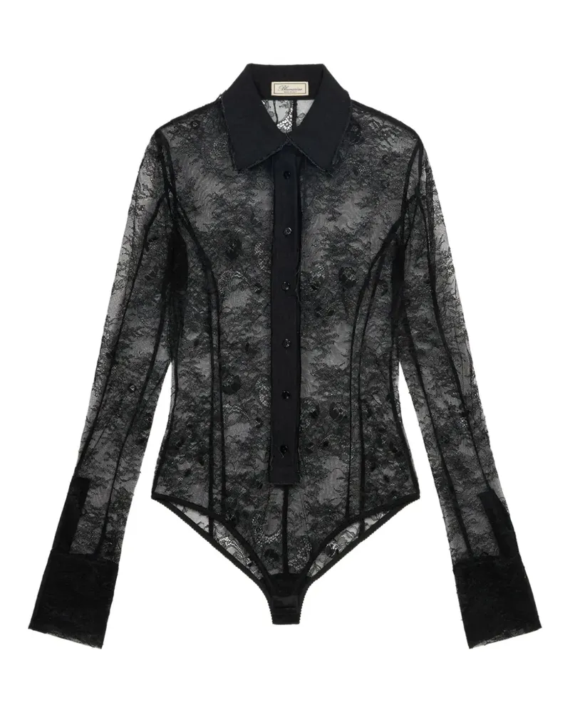 Blumarine Body mit Spitzeneinsätzen - Schwarz Schwarz