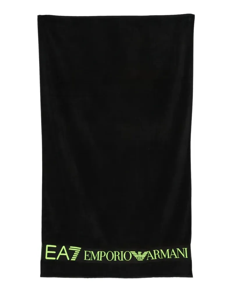 Emporio Armani Strandtuch mit Intarsien-Logo - Schwarz Schwarz