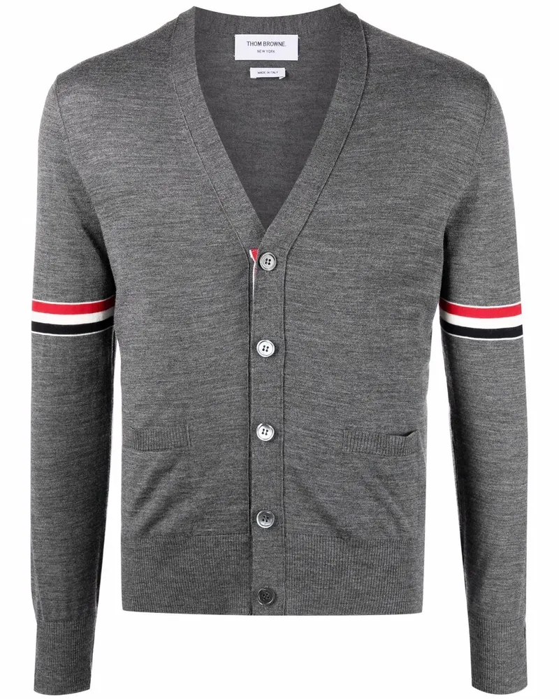 Thom Browne Cardigan mit RWB-Streifen - Grau Grau