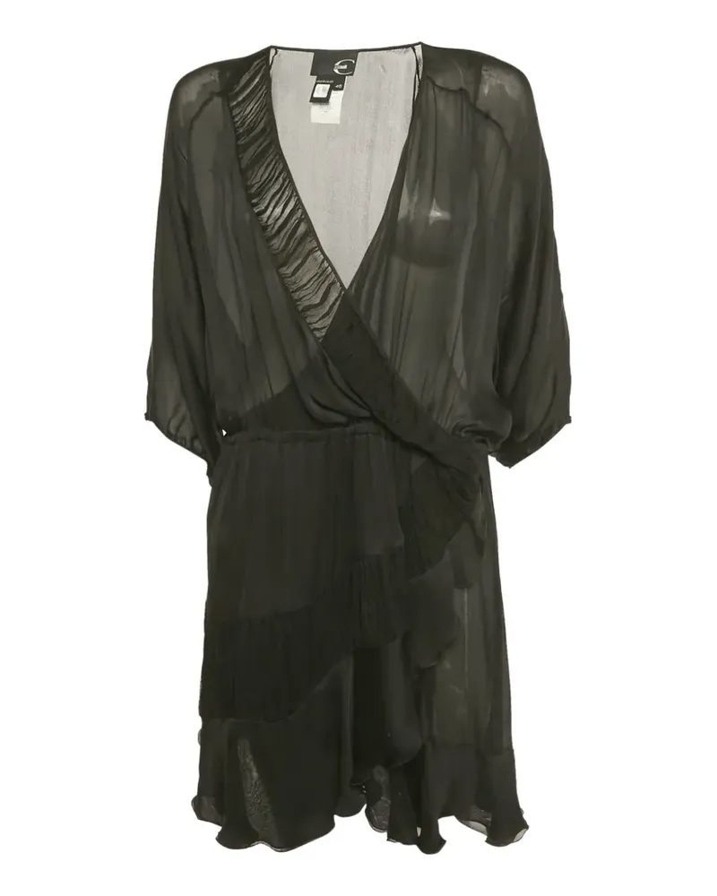 Just Cavalli mini ruffled silk dress - Schwarz Schwarz