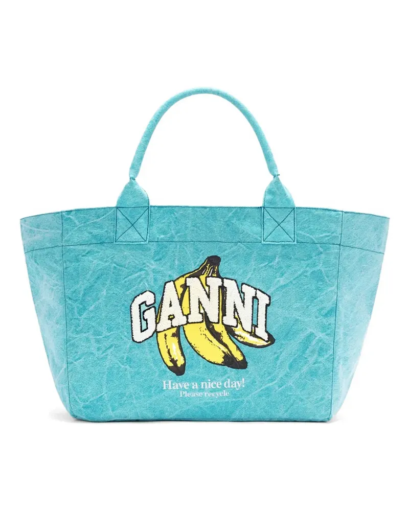 Ganni Shopper mit Bananen-Print - Blau Blau