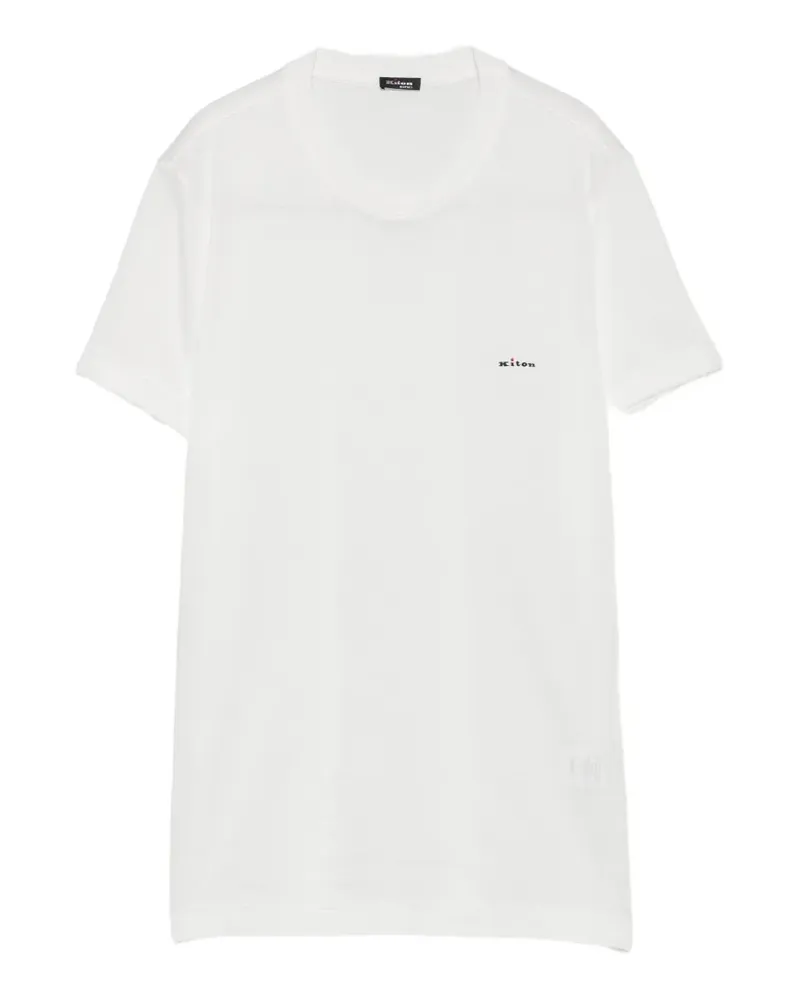 Kiton T-Shirt mit Logo-Stickerei - Weiß Weiß