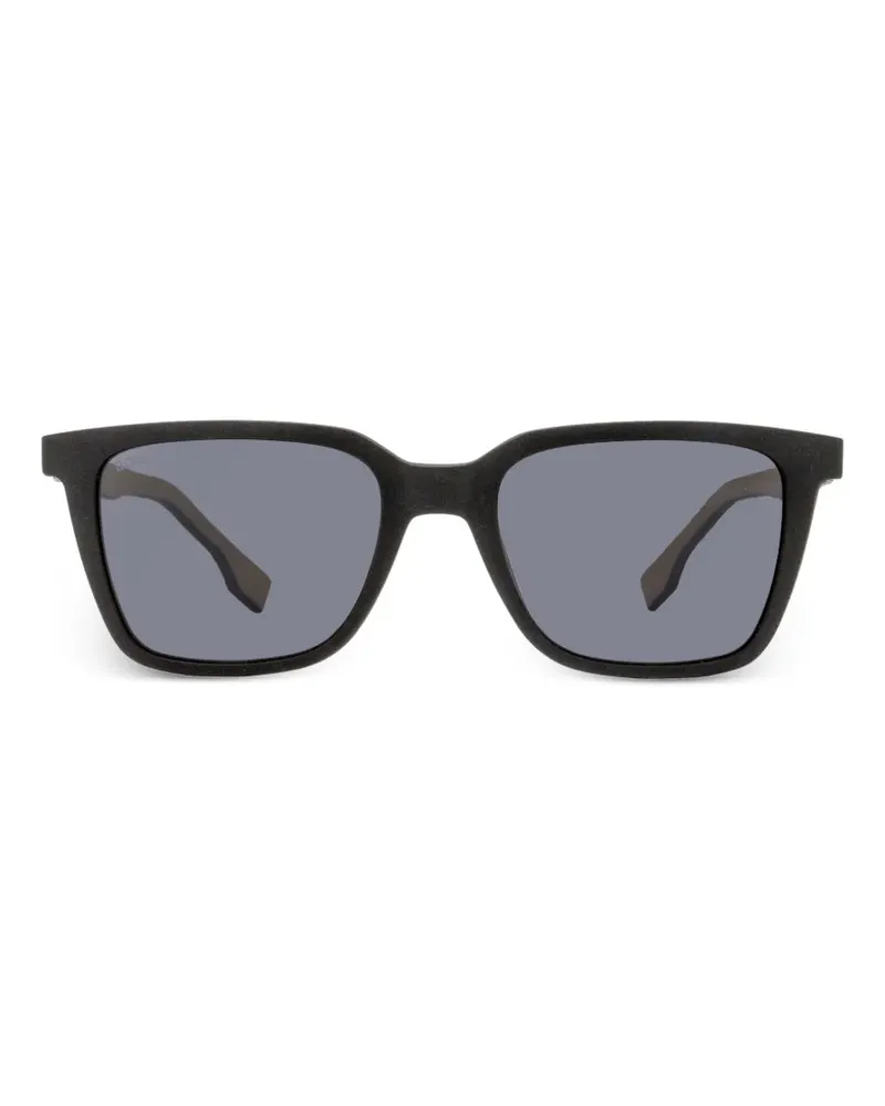 HUGO BOSS Eckige Sonnenbrille mit gestuftem Brauensteg - Schwarz Schwarz