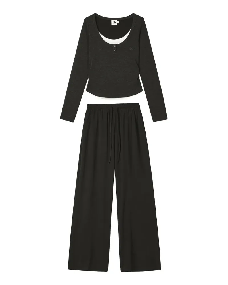 b+ab Jogginganzug im Layering-Look - Grau Grau