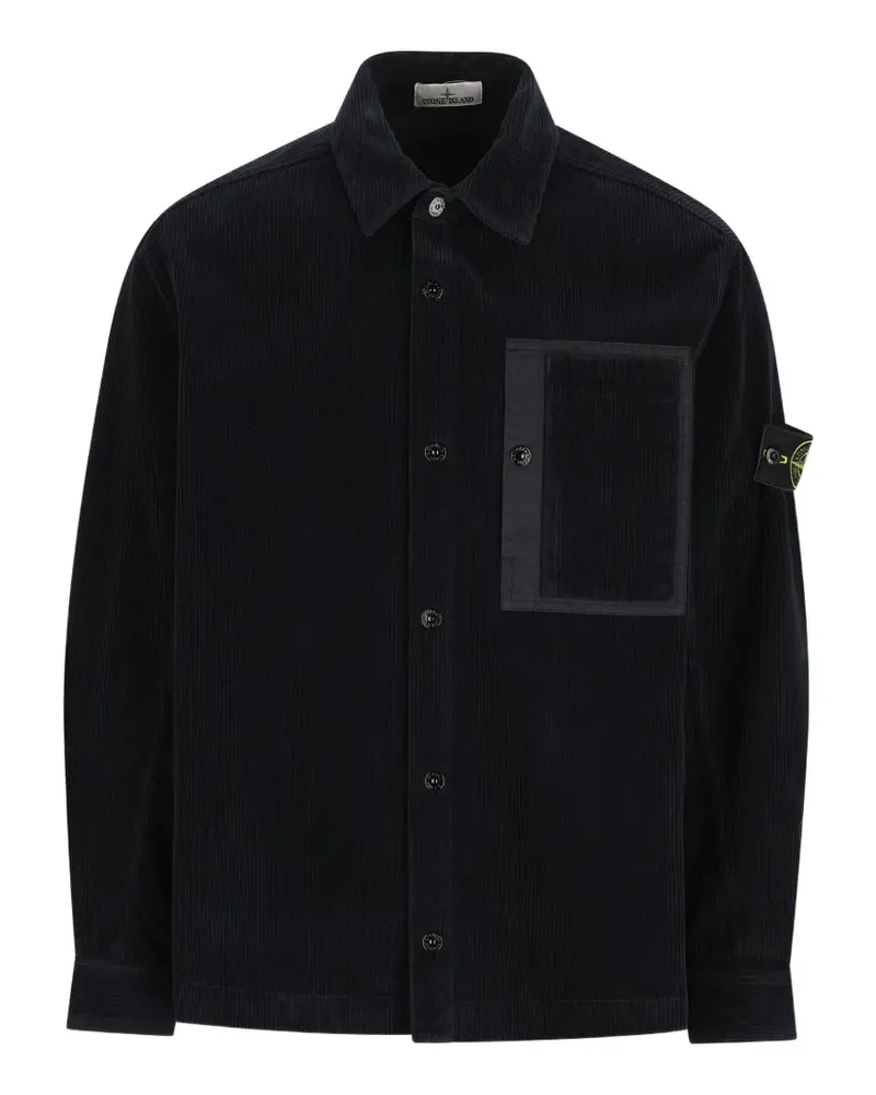 Stone Island logo-patch corduroy overshirt - Schwarz Schwarz