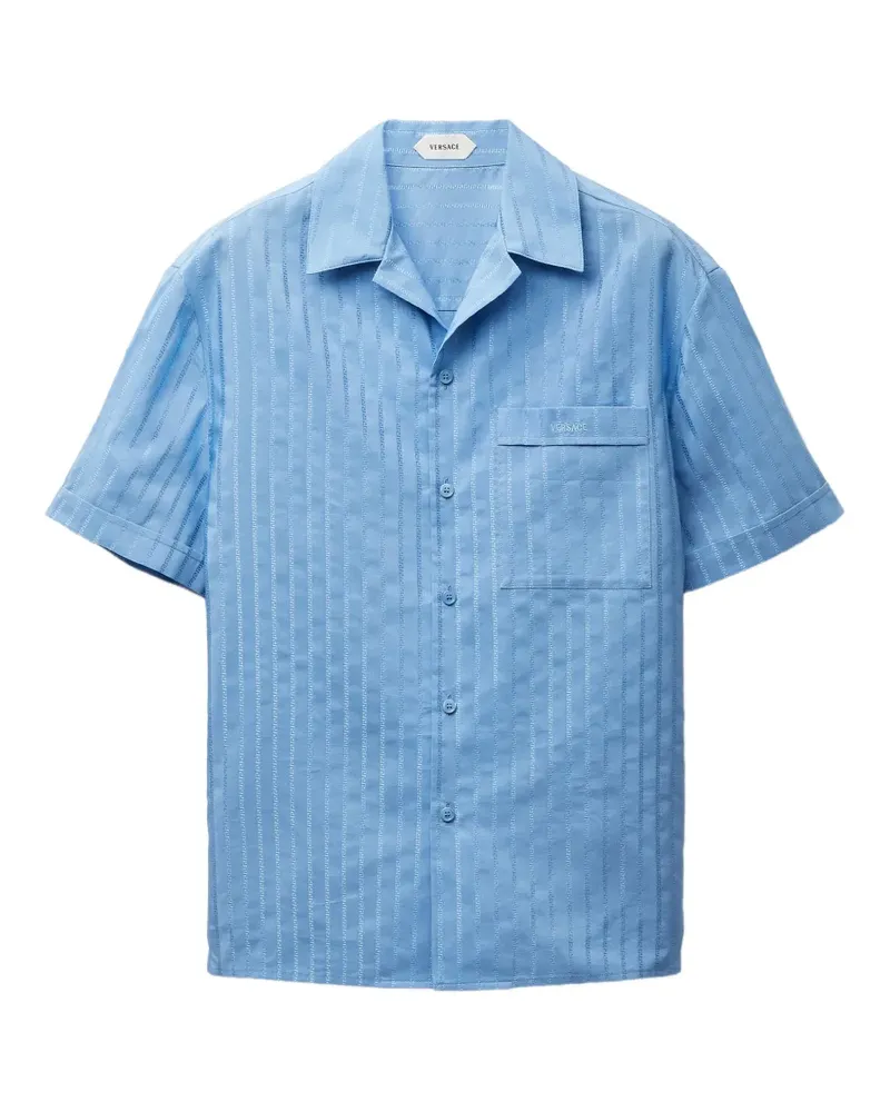 Versace Hemd aus Jacquard-Baumwolle und Seide - Blau Blau
