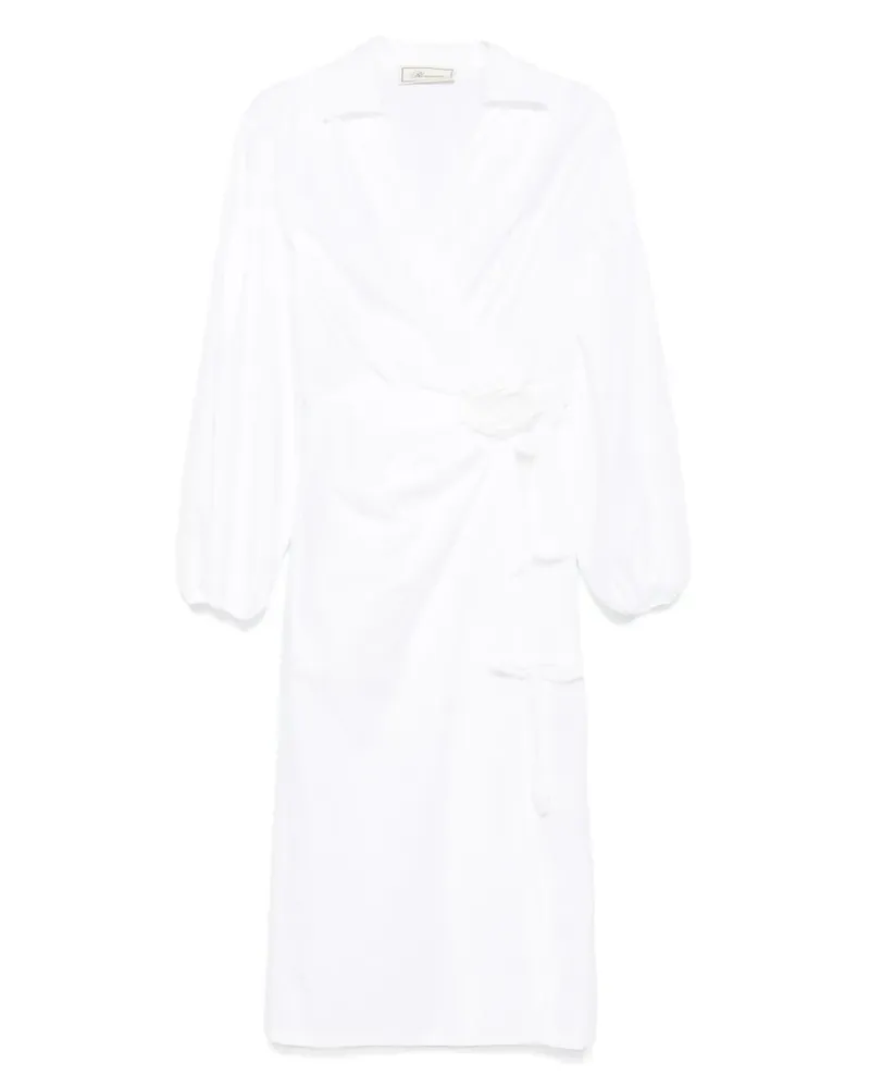 Blumarine Popeline-Midikleid mit Rosenapplikation - Weiß Weiß