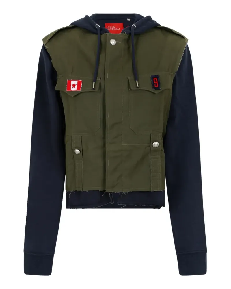 ..,merci layered-design frayed-edge jacket - Blau Blau
