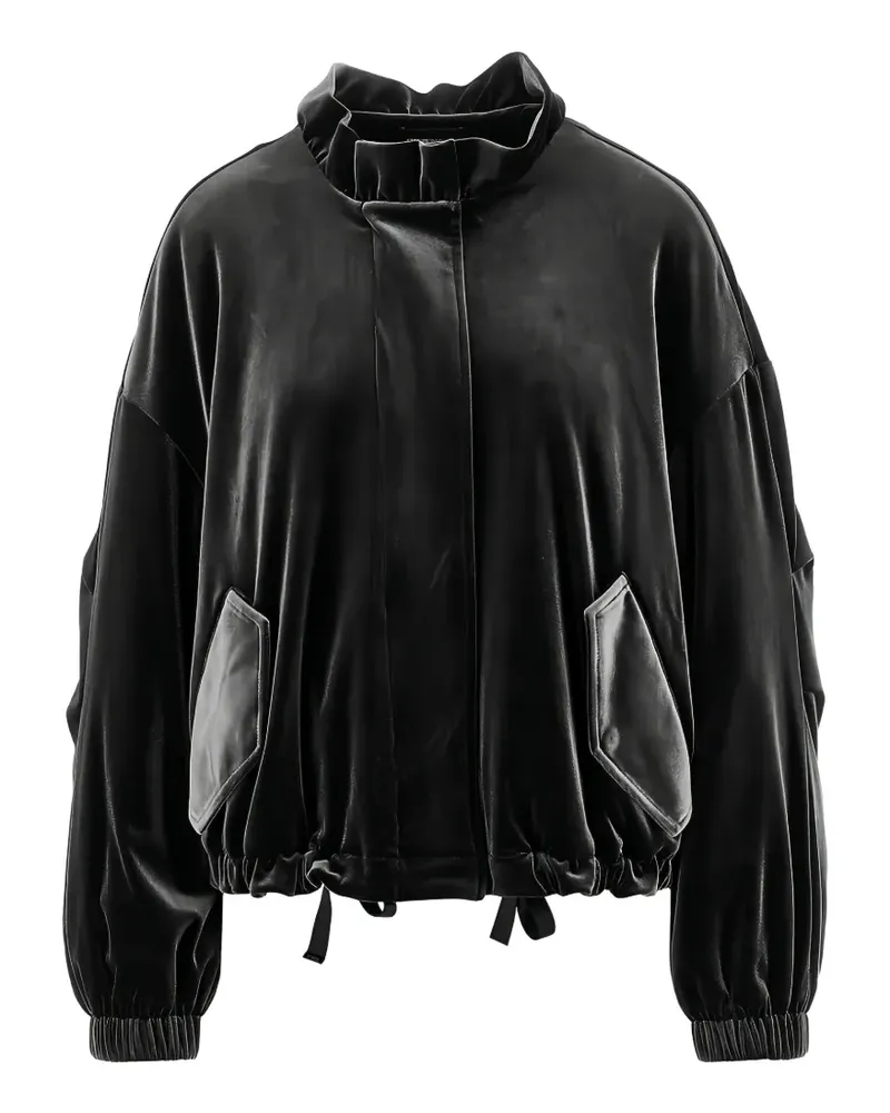 Emporio Armani velvet-effect ruffled-collar jacket - Schwarz Schwarz