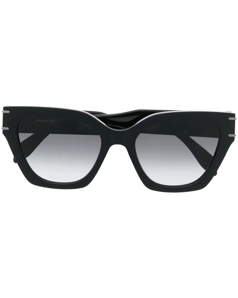 Alexander McQueen Eckige Sonnenbrille mit Logo - Schwarz Schwarz