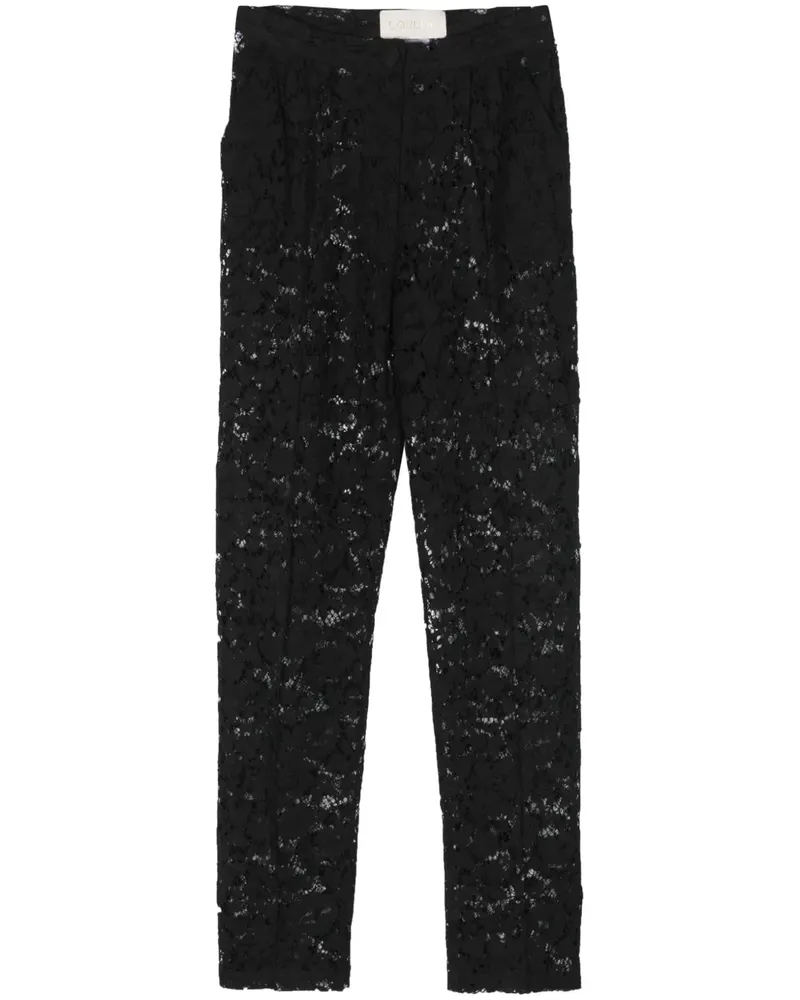 LOULOU Tapered-Hose mit Blumenspitze - Schwarz Schwarz