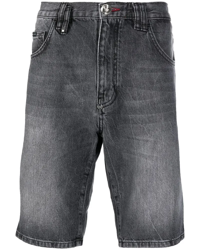 Philipp Plein Knielange Jeans-Shorts Grau