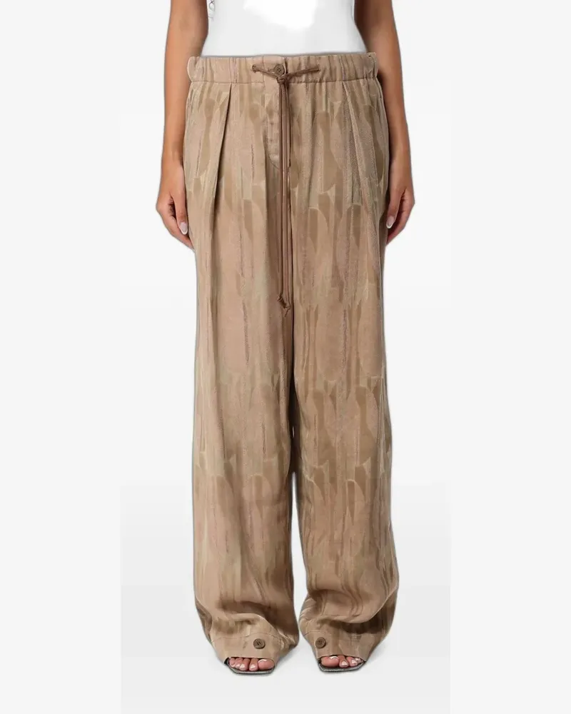 Emporio Armani oval-patterned jacquard trousers - Braun Braun