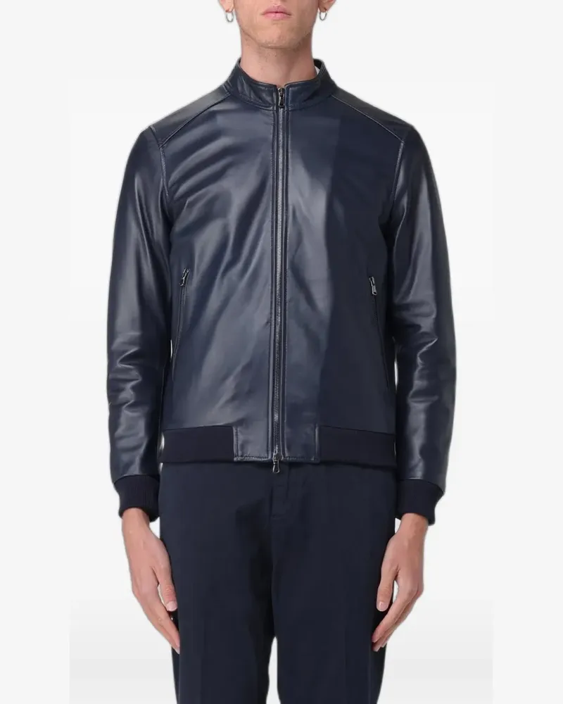 XC Bomberjacke aus Leder - Blau Blau