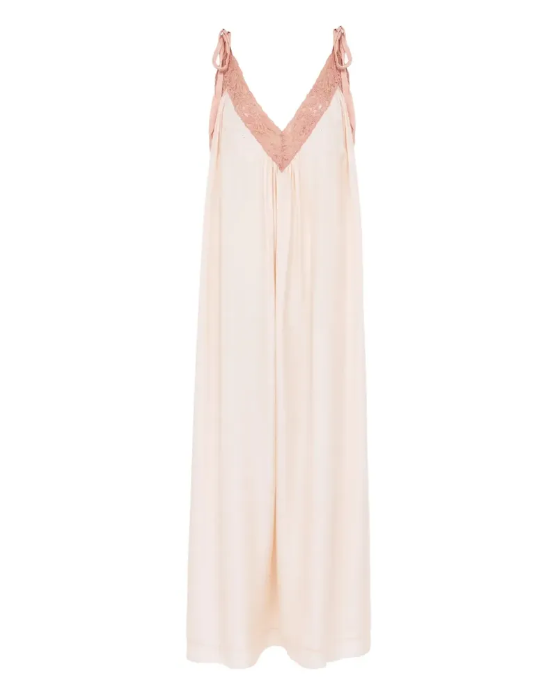 Chloé silk habotai lace-trim maxi dress - Rosa Rosa