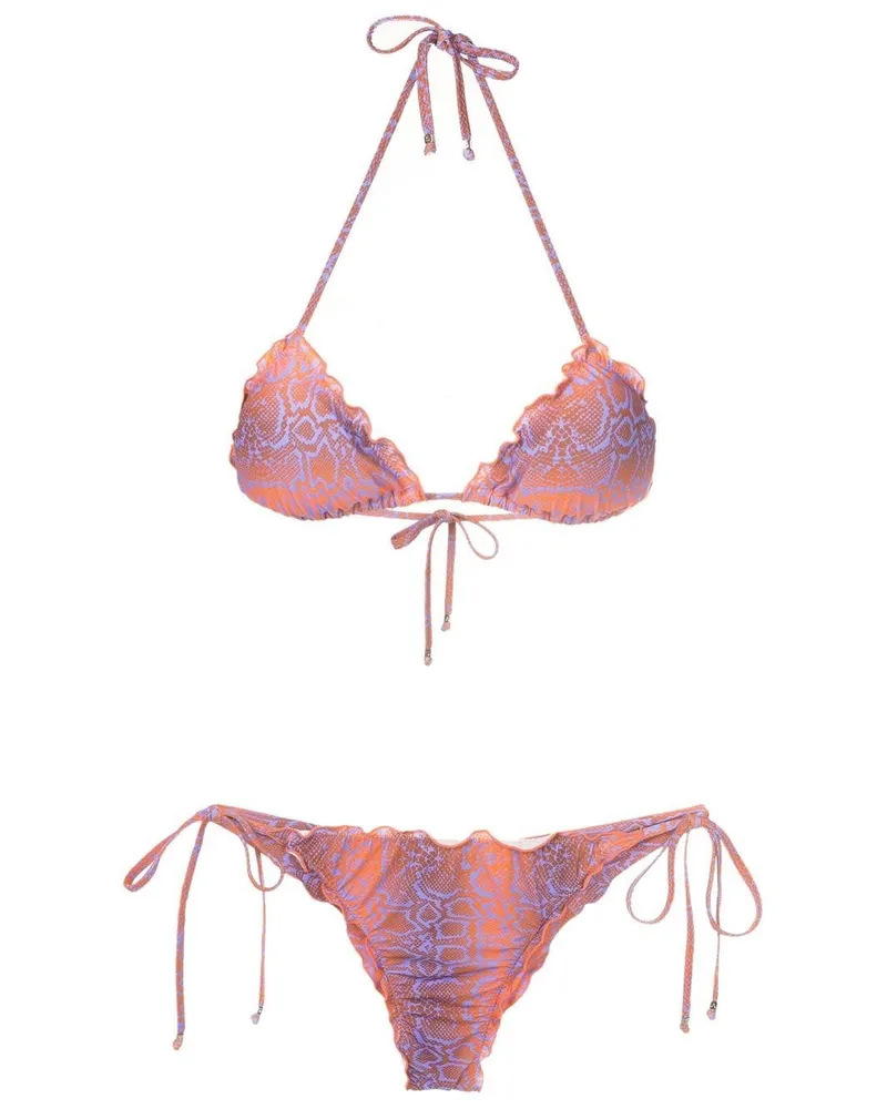 Amir Slama Bikini mit Schlangenleder-Print - Violett Violett