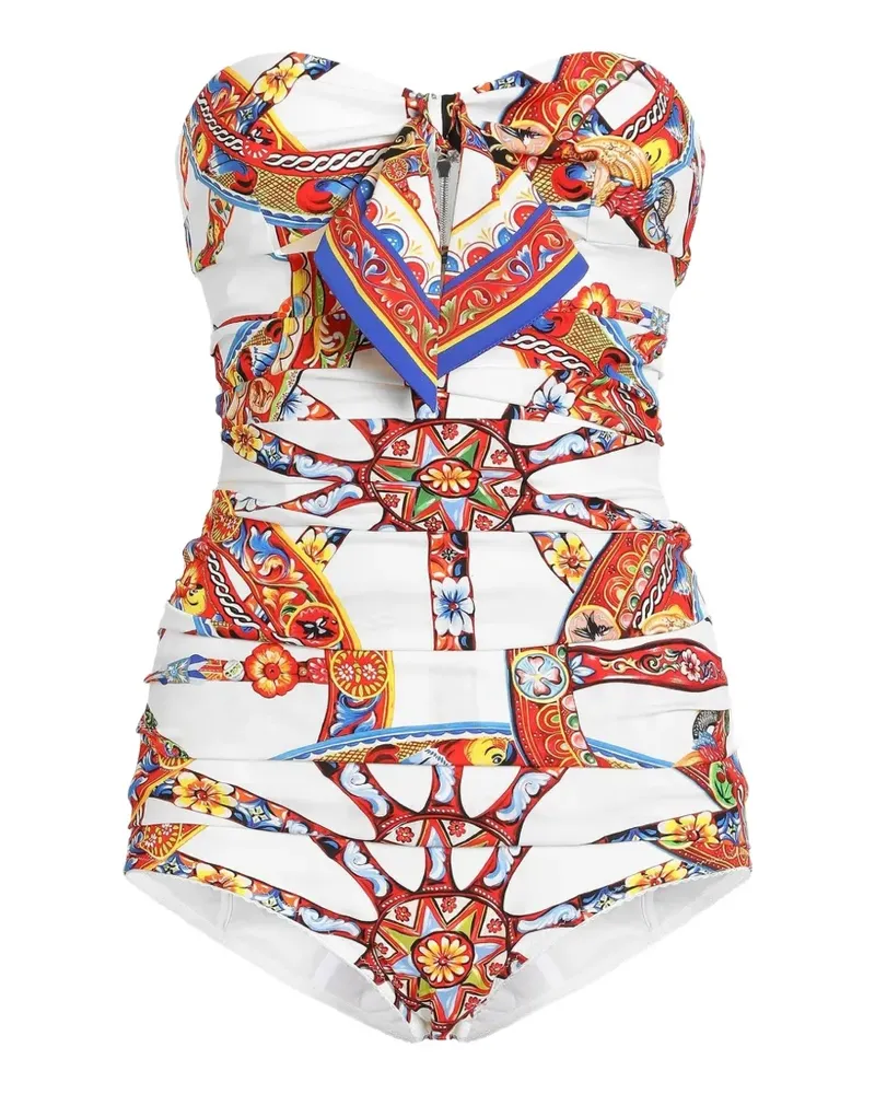 Dolce & Gabbana Charmeuse-Top mit Carretto-Print - Weiß Weiß