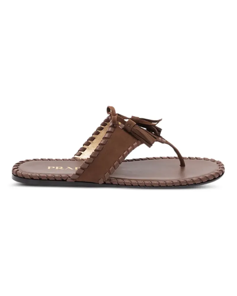 Prada tassel-detail woven sandals - Braun Braun