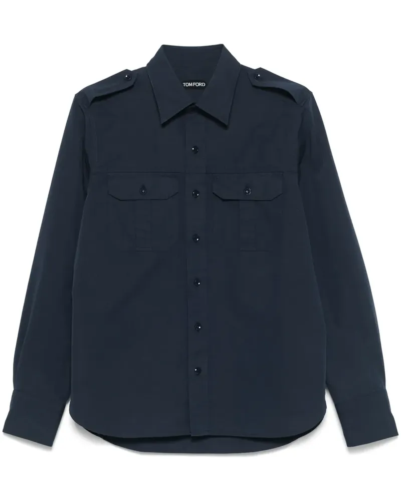 Tom Ford Hemd aus Popeline - Blau Blau