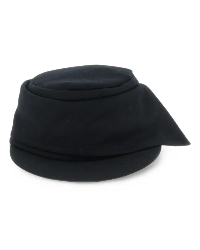 Yohji Yamamoto Asymmetrische Baseballkappe mit flacher Krone - Schwarz Schwarz