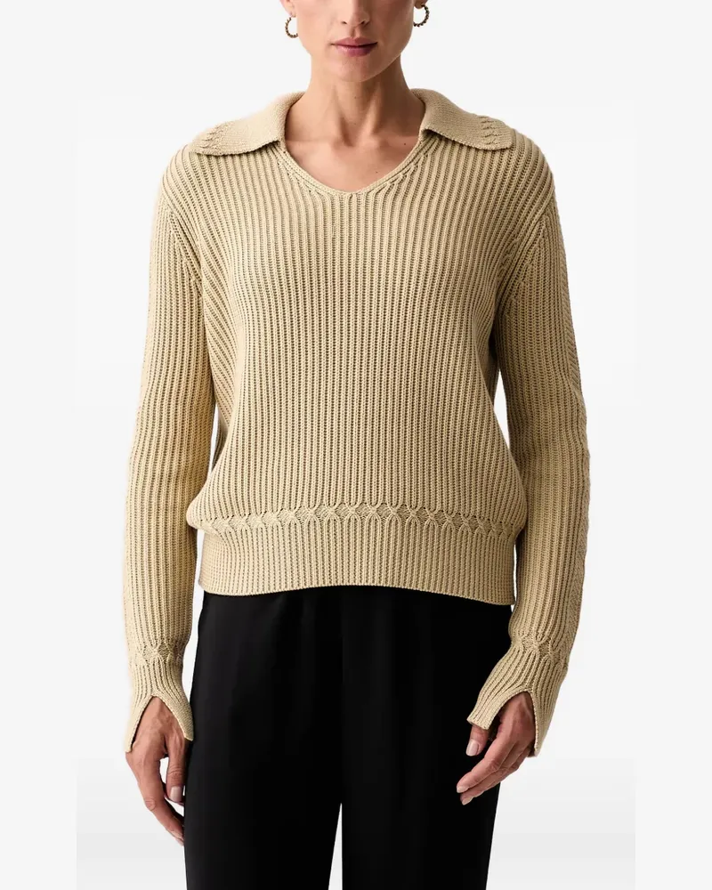 Armani Exchange ribbed-knit spread-collar sweater - Nude Nude