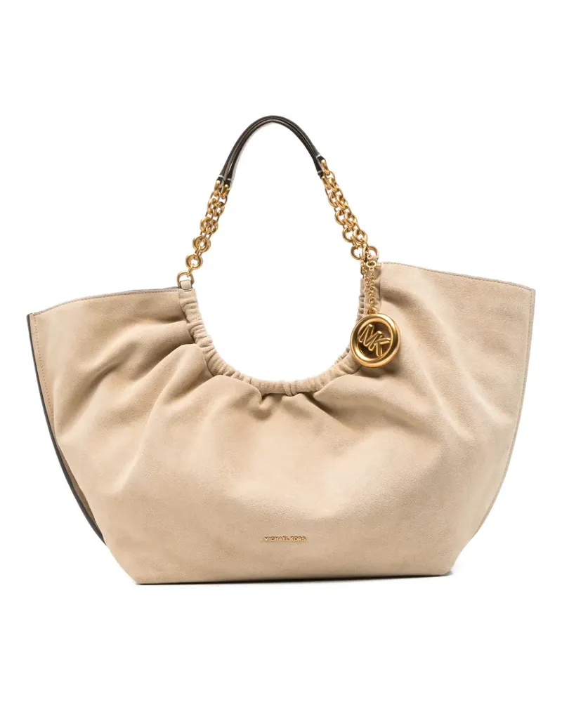 Michael Kors LG Cingh logo-pendant chain-link shoulder bag - Nude Nude