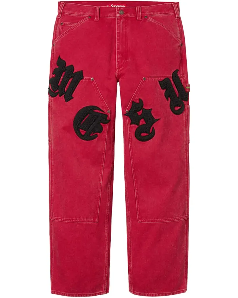 Supreme Being Old English Canvas Double Knee Painter "FS 25 - Red" Hose - Rot Rot