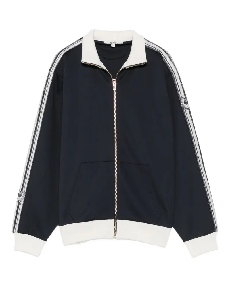 Maje stripe-detail zip-up sweatshirt - Blau Blau