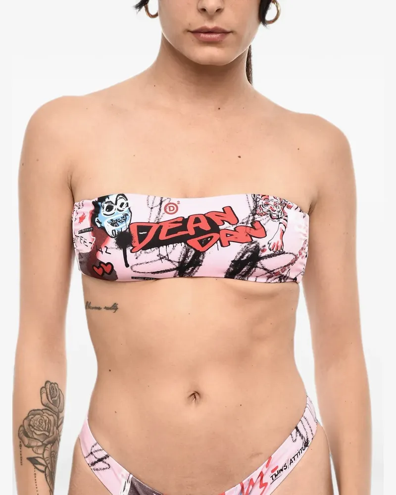 Dsquared2 Bandeau-Bikinioberteil mit Logo - Rosa Rosa
