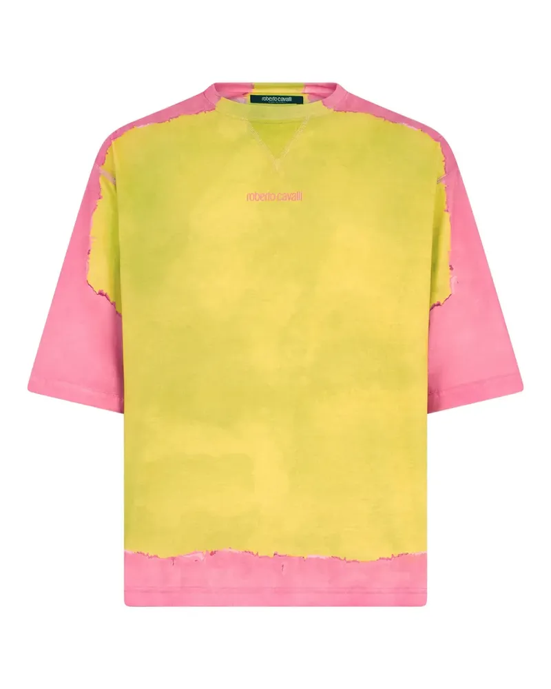 Roberto Cavalli logo-print dip-dye T-shirt - Gelb Gelb