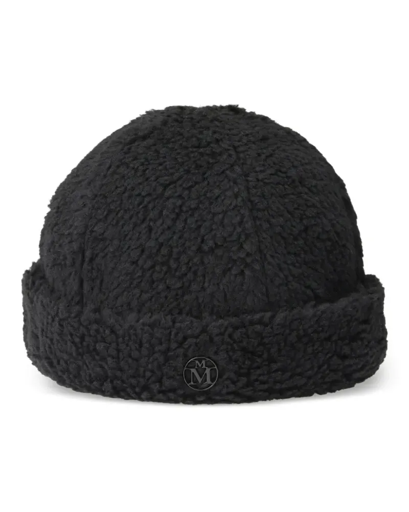 Maison Michel Cliff Beanie mit Logo-Schild - Schwarz Schwarz