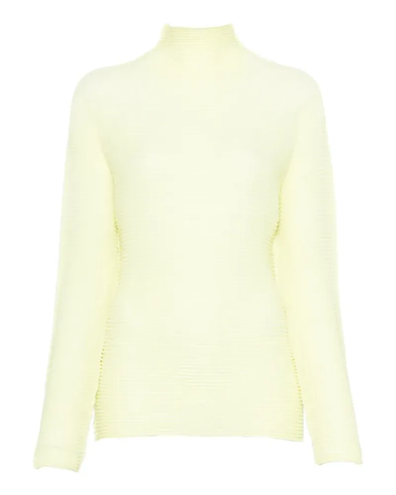 Issey Miyake Gerippte Bluse mit Rollkragen - Gelb Gelb