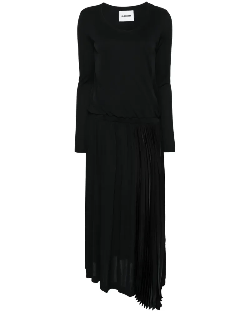 Jil Sander Plissiertes Midikleid - Schwarz Schwarz