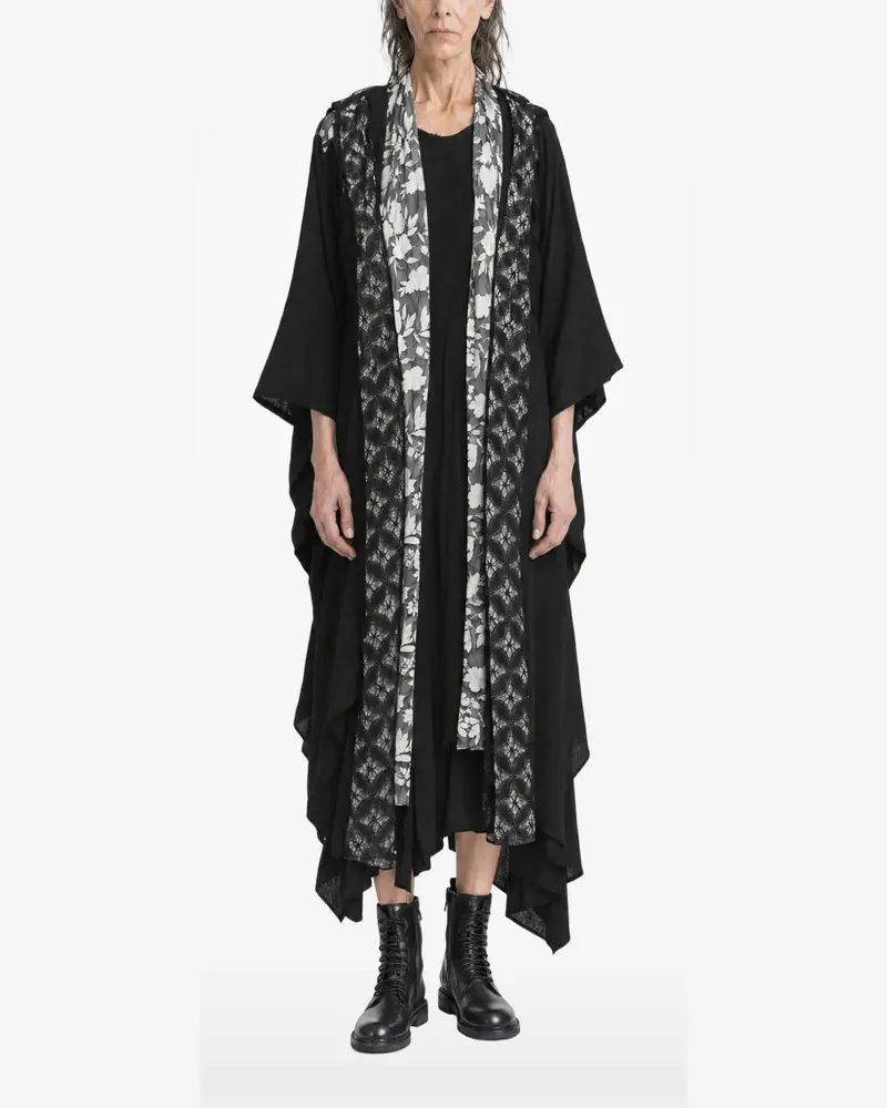 Yohji Yamamoto layered floral-print coat - Schwarz Schwarz