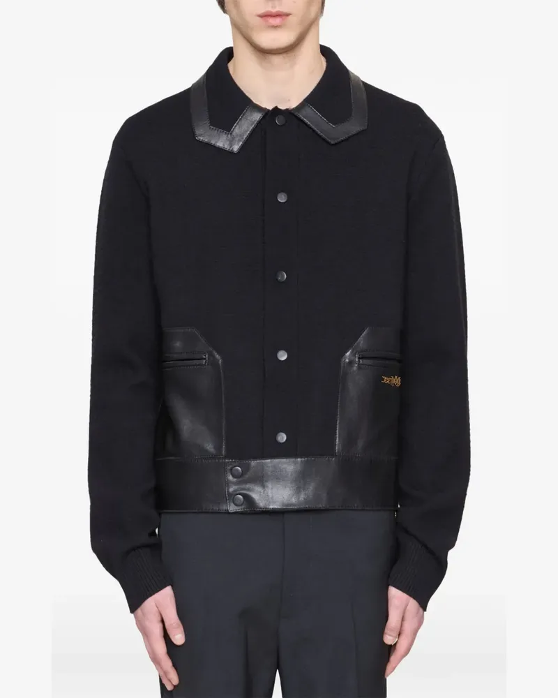 Amiri Hemdjacke mit Leder-Patch - Schwarz Schwarz