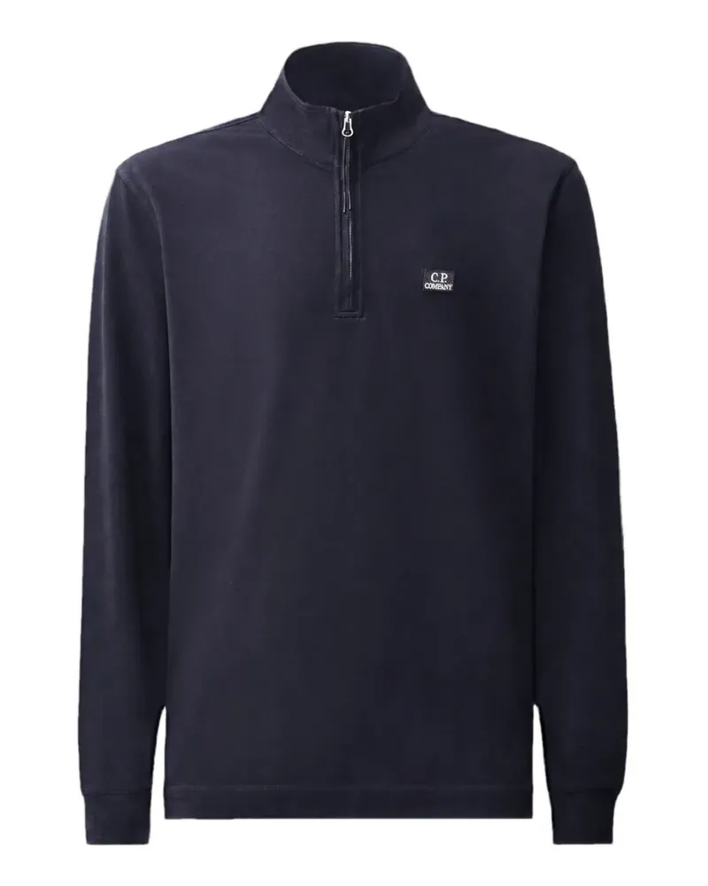 C.P. Company Langärmeliges Poloshirt mit kurzem Reißverschluss - Blau Blau