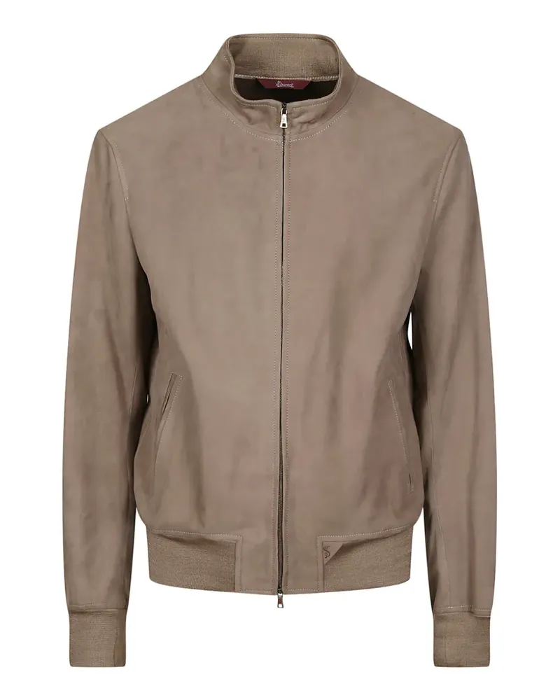 Stewart zip-up suede bomber jacket - Nude Nude