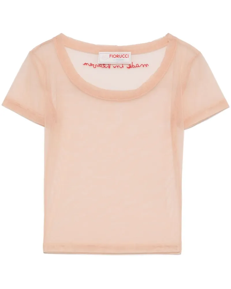 Fiorucci Cropped-Top mit Tüll - Nude Nude